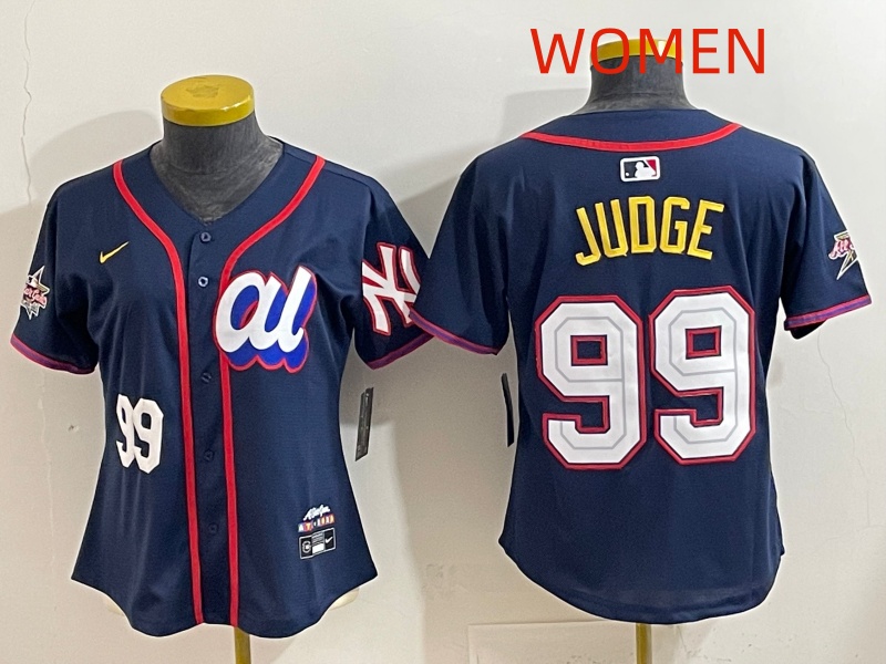 Women  2025 New York Yankees #99 Judge dark Blue All star Nike MLB Jersey style 0017